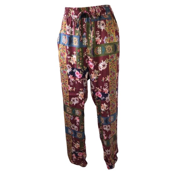 Johnny Was Silk LAURIE PRESLEY JOGGER Pants Sz XS Patchwork Floral Boho Designer - Picture 11 of 12